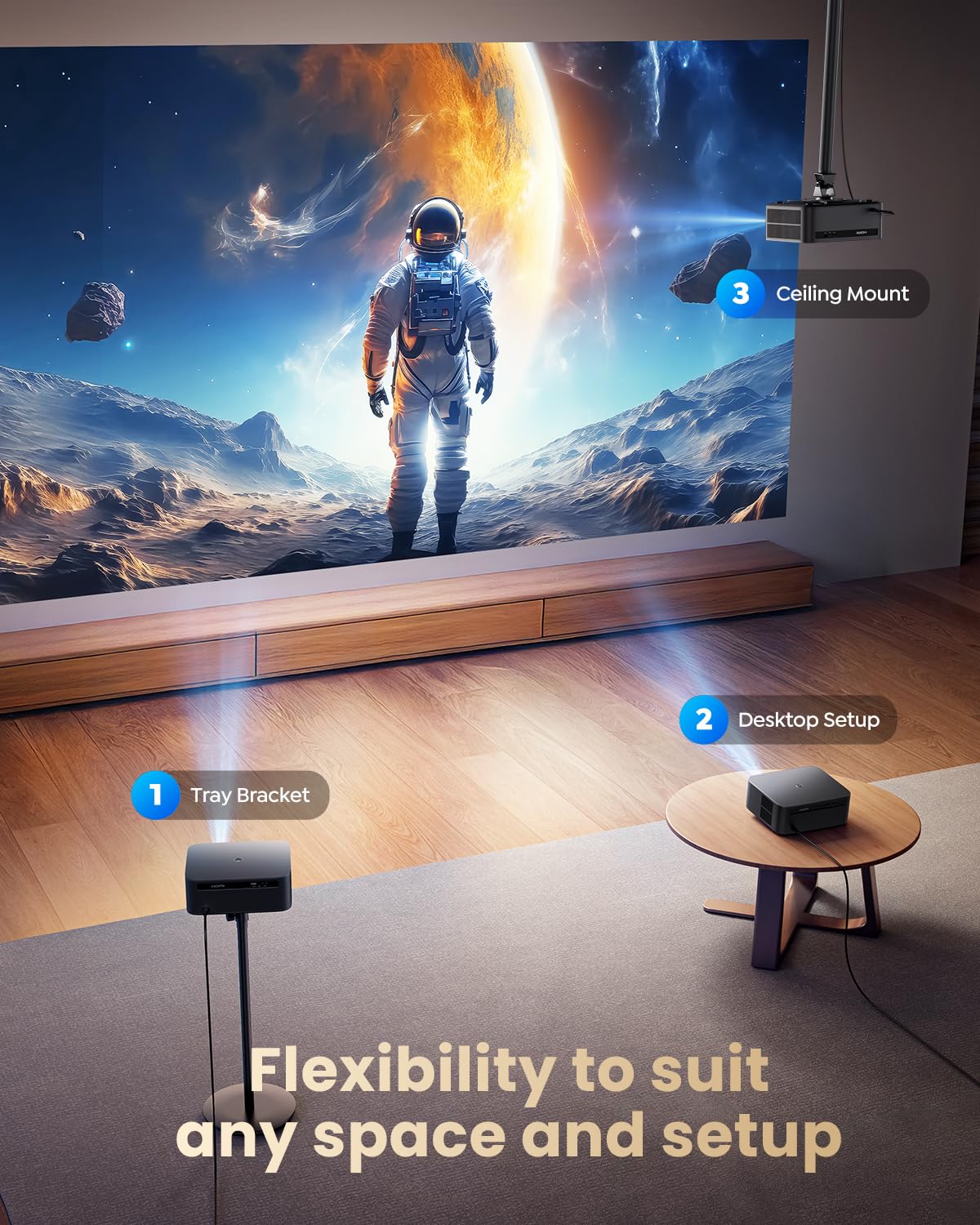 1200 ANSI/Google TV/4K Supported Smart Projector with WiFi & Bluetooth, Outdoor & Home Movie Projectors with Voice Control,Auto Focus & Keystone