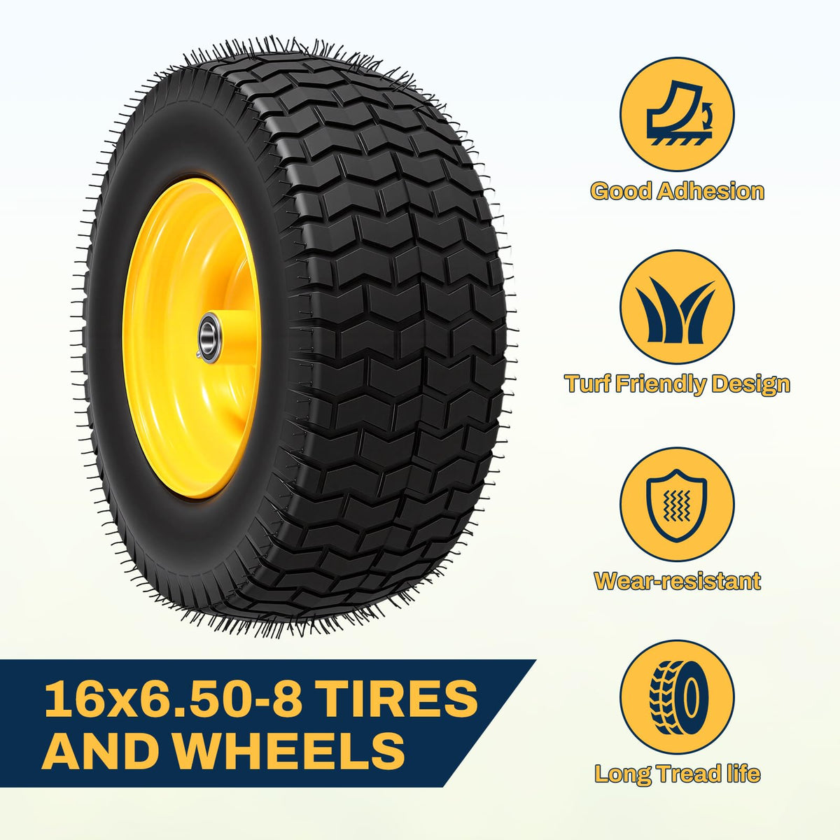 15x6.00-6 Flat Free Lawn Mower Tire and Wheel, 15x6-6 Front Tire Assembly