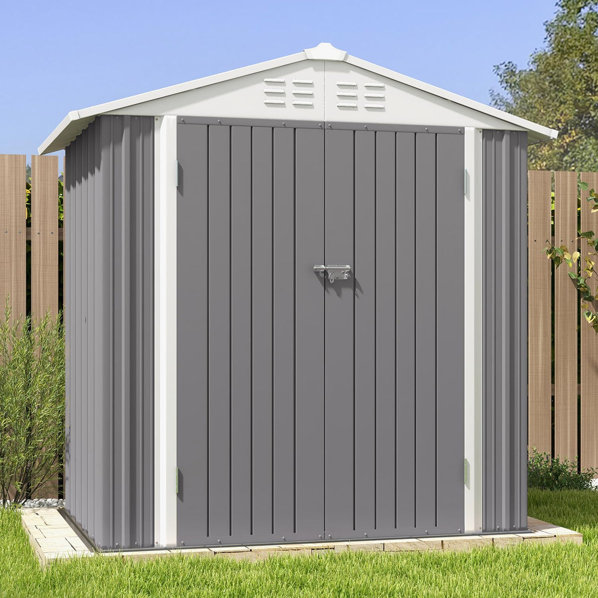 Patiowell 10 x 12 FT Metal Storage Shed for Outdoor, Steel Yard Shed with Design of Lockable Doors, Utility and Tool Storage for Garden, Backyard