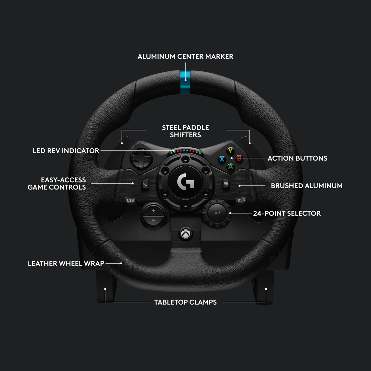 Logitech G923 Racing Wheel and Pedals, TRUEFORCE up to 1000 Hz Force Feedback, Gaming Steering Wheel PS5, PS4, PC, Mac, Genuine Leather- Black