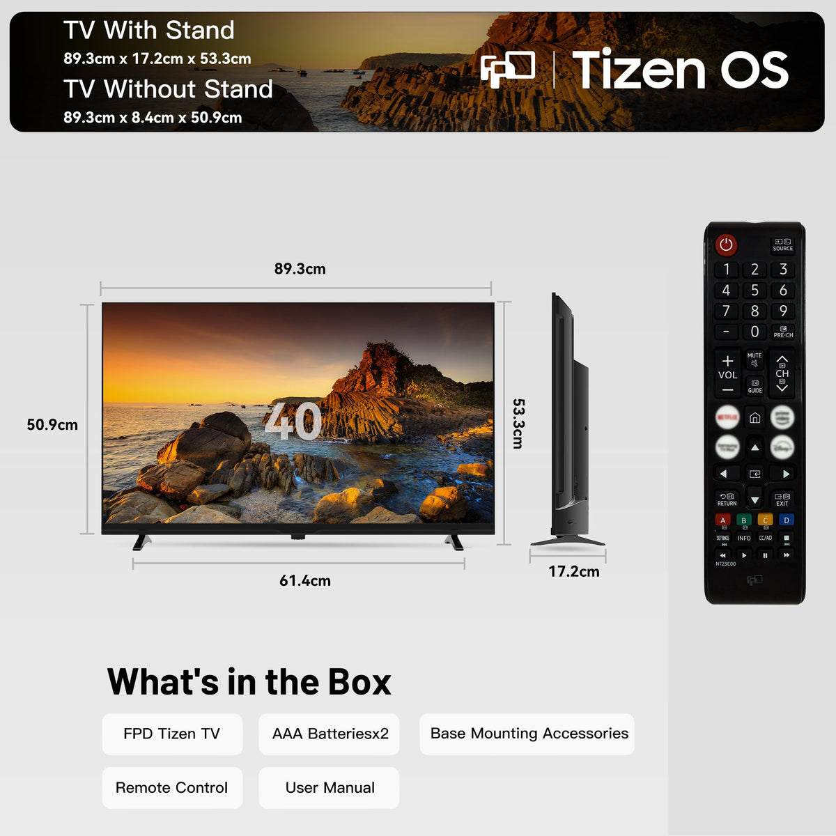 FPD 50 Inch Smart TV, 4K LED Google TV with Google Play Built-in Google Cast, HDR 10, MEMC, Voice Remote, Dolby Audio, UHD Stream Live Television