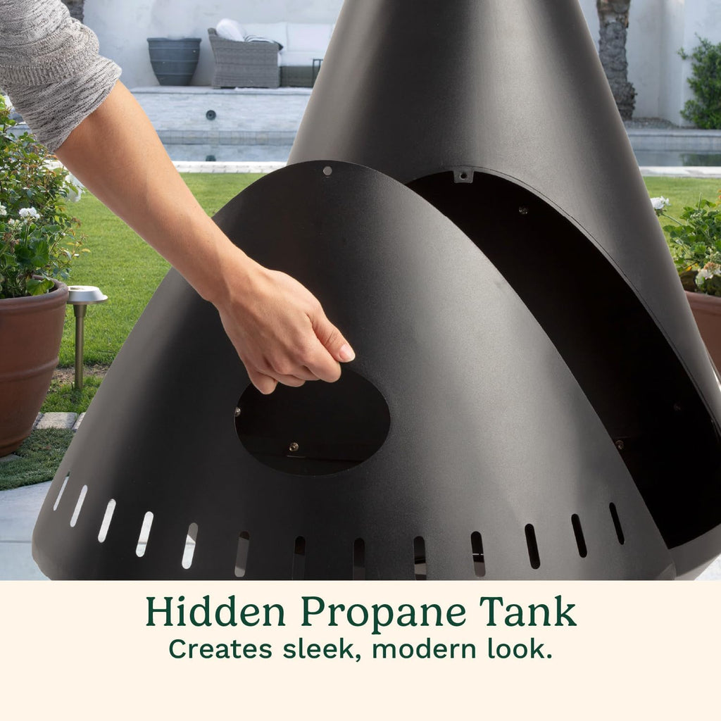 Cuisinart Chimenea Propane Fire Pit, 40,000 BTU Adjustable Gas Fire Pit for Patios, Includes Lava Rocks, Directional Heat Shield and Push to Start