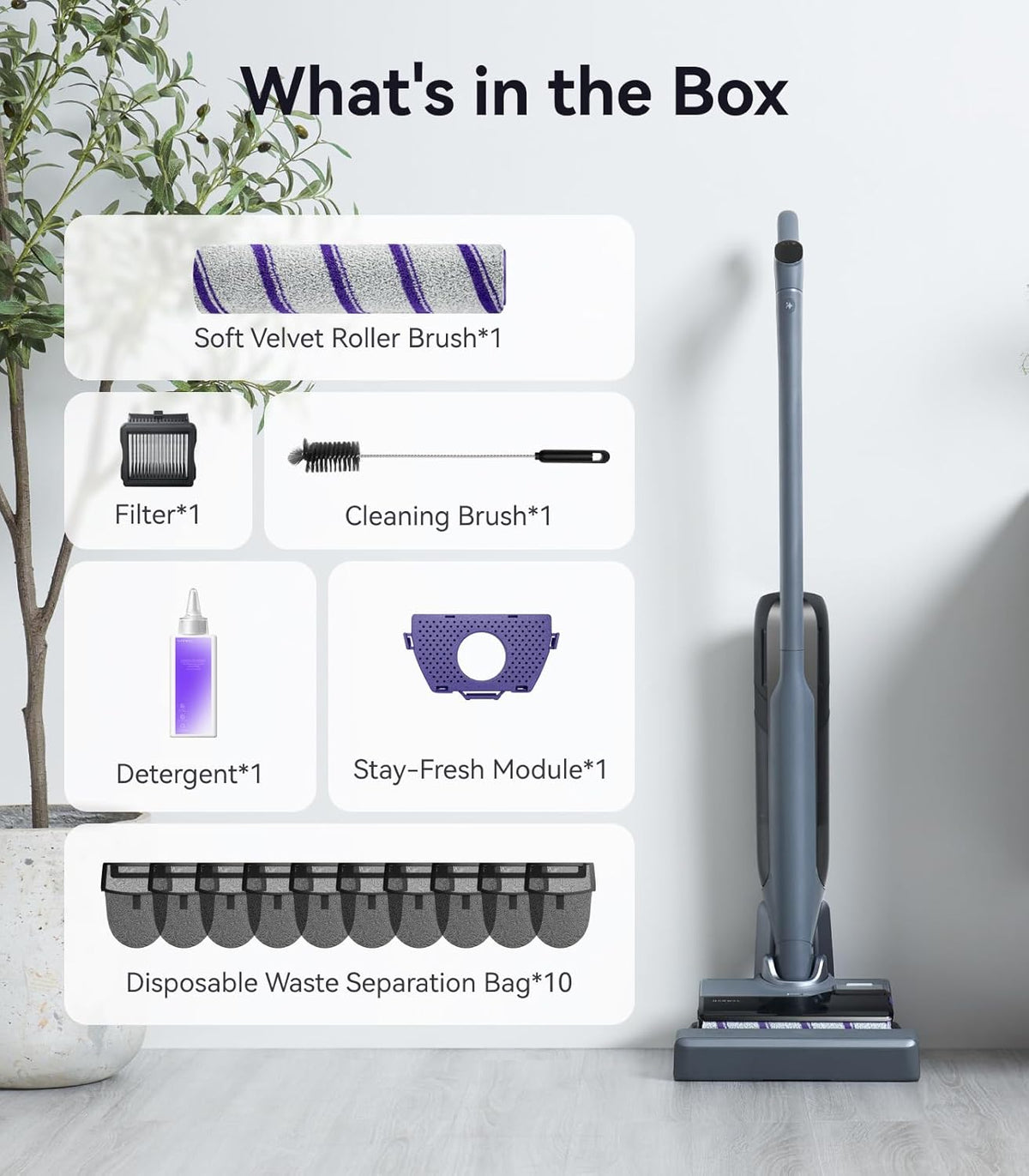 NARWAL S30 Pro Wet Dry Vacuum Cleaner with 20000Pa Suction, Cordless Vacuum Mop for Hard Floors, Tangle-Free Hair-Cutting, 180 Lie Flat, 194F Self