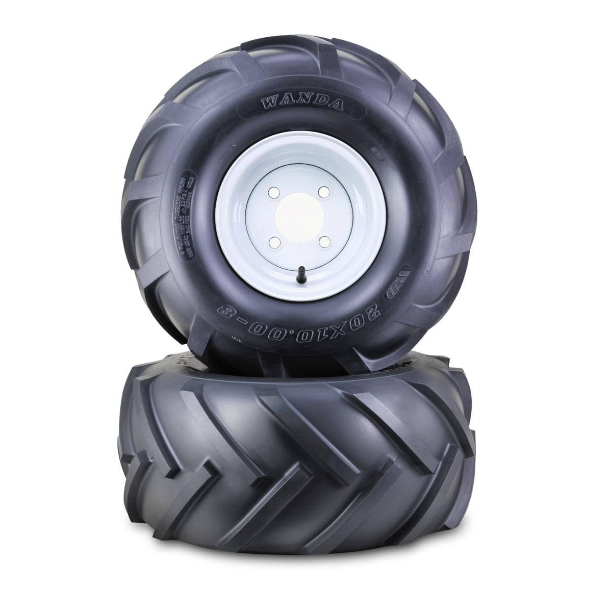 WANDA Lawn Mower Tractor Tire Wheel 18X7.5-8 4PR w/ 4X4" PCD White Rim,SET2