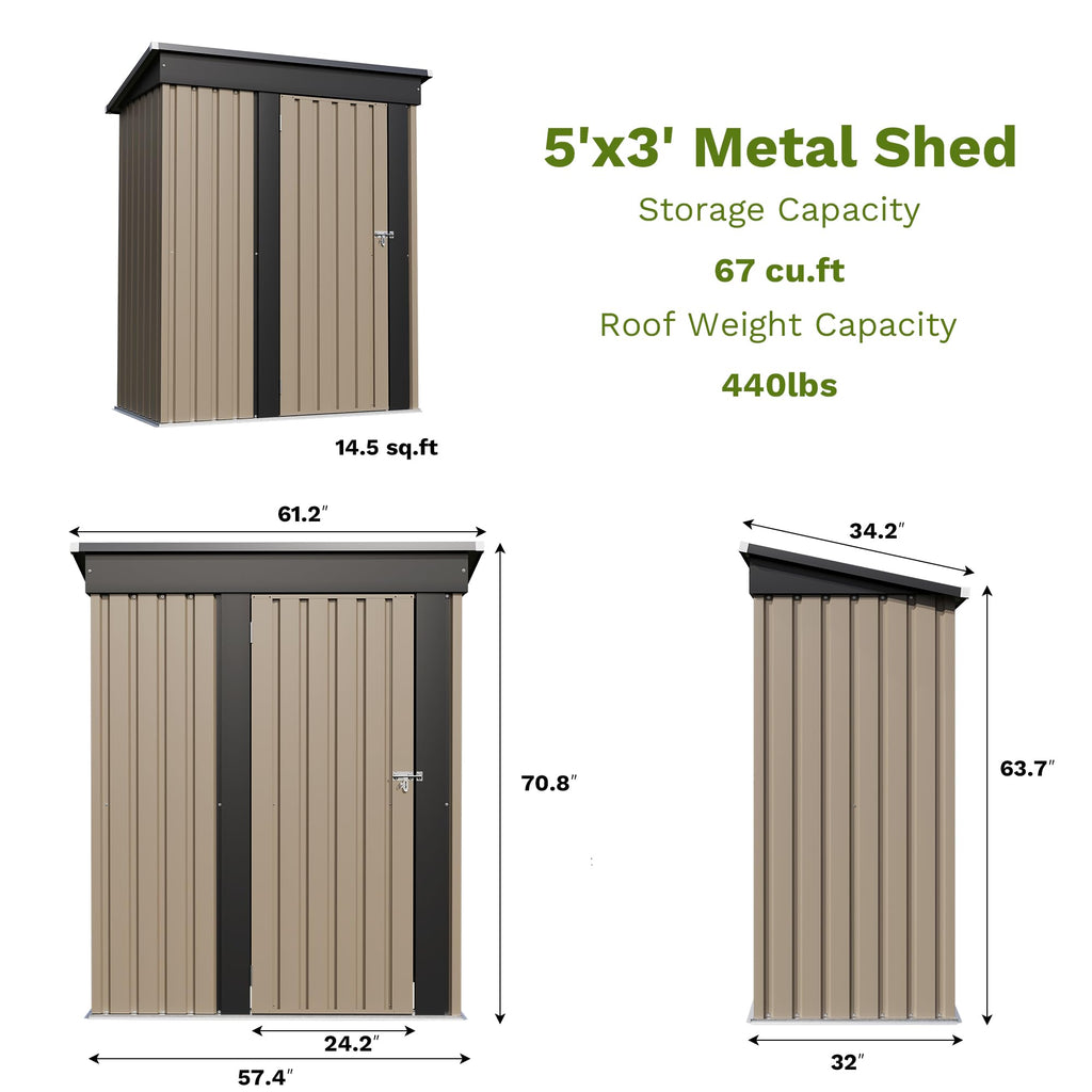 Patiowell 10 x 12 FT Metal Storage Shed for Outdoor, Steel Yard Shed with Design of Lockable Doors, Utility and Tool Storage for Garden, Backyard