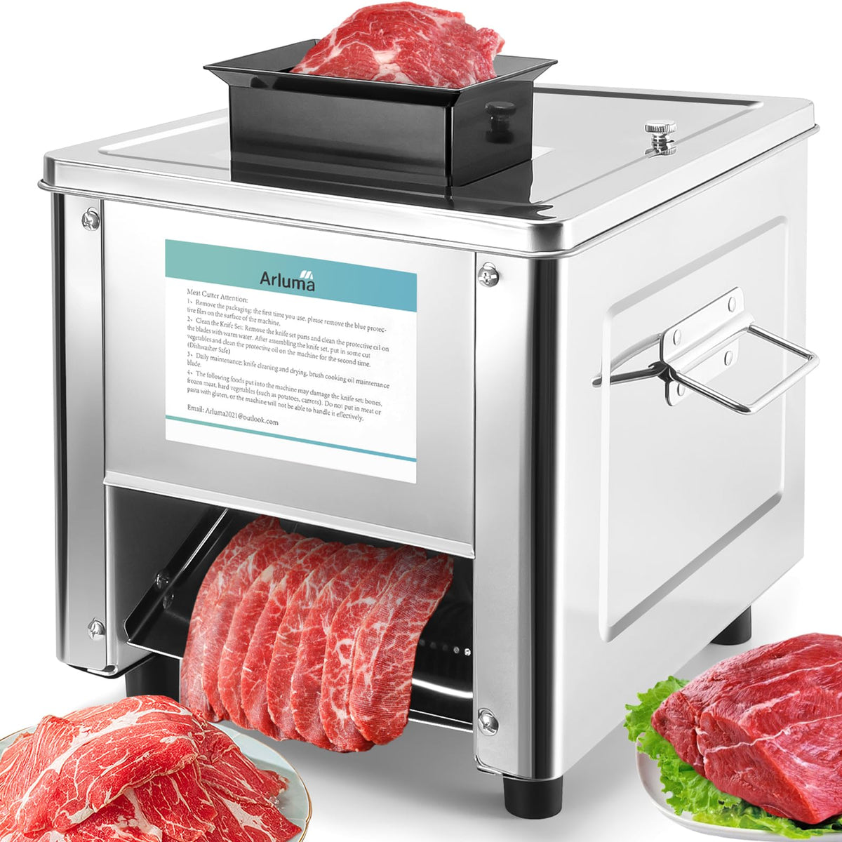 Meat Cutter Machine,850W Meat Slicer,Stainless Steel Electric Meat Slicer for Home Kitchen, Restaurant, Supermarket (5MM)