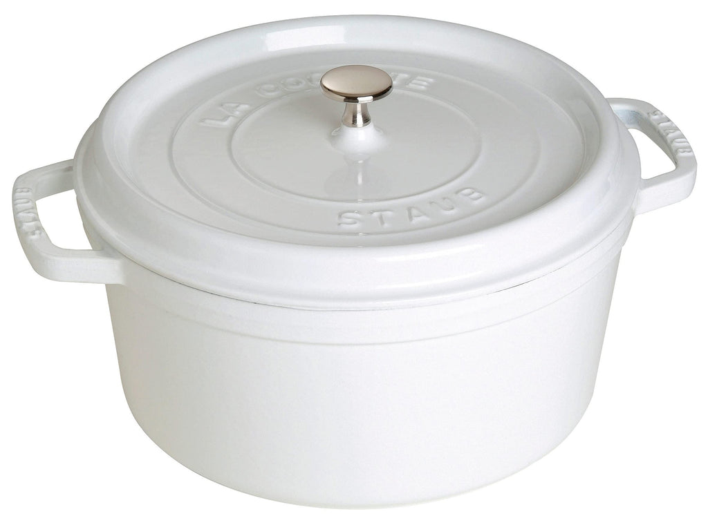 Staub Cast Iron 7-qt Round Cocotte - White Truffle, Made in France