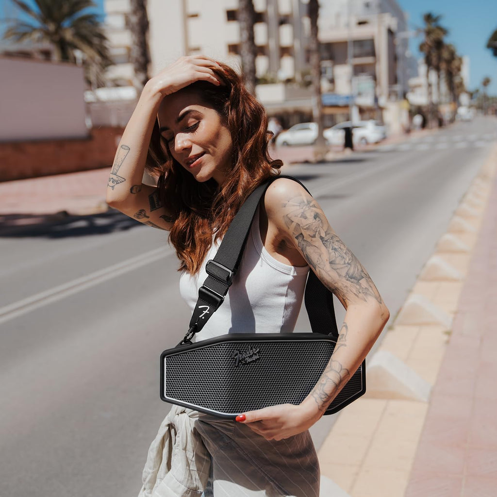 Fender x Teufel ROCKSTER CROSS Portable Wireless Bluetooth Speaker C Rugged, Waterproof, 16 Hours of Battery, Powerful Stereo Sound, Subwoofer, Built