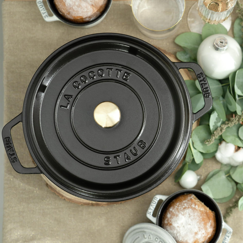 Staub Cast Iron 7-qt Round Cocotte - White Truffle, Made in France