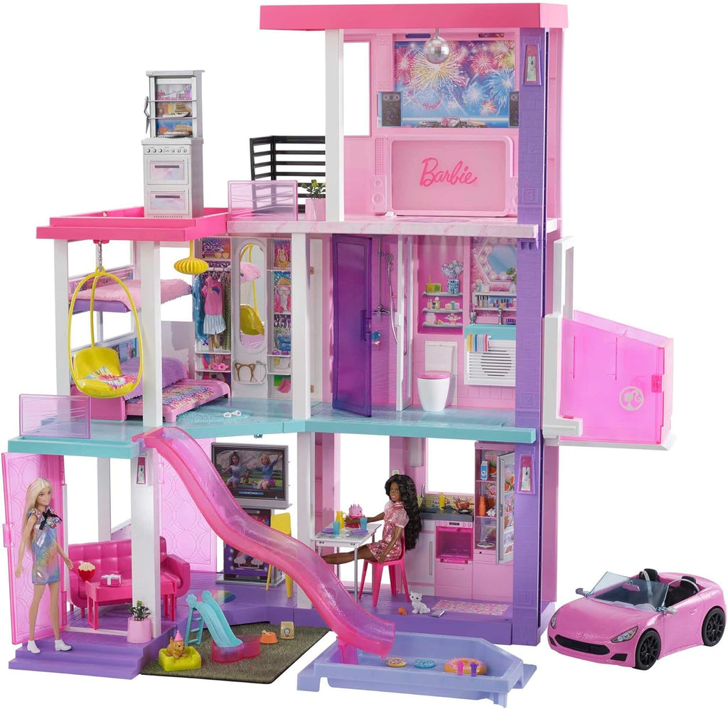 Barbie 60th Celebration DreamHouse Doll House Playset (3.75-feet) with 2 Exclusive Dolls, Car, Pool, Slide, Elevator, Lights & Sounds, 100+