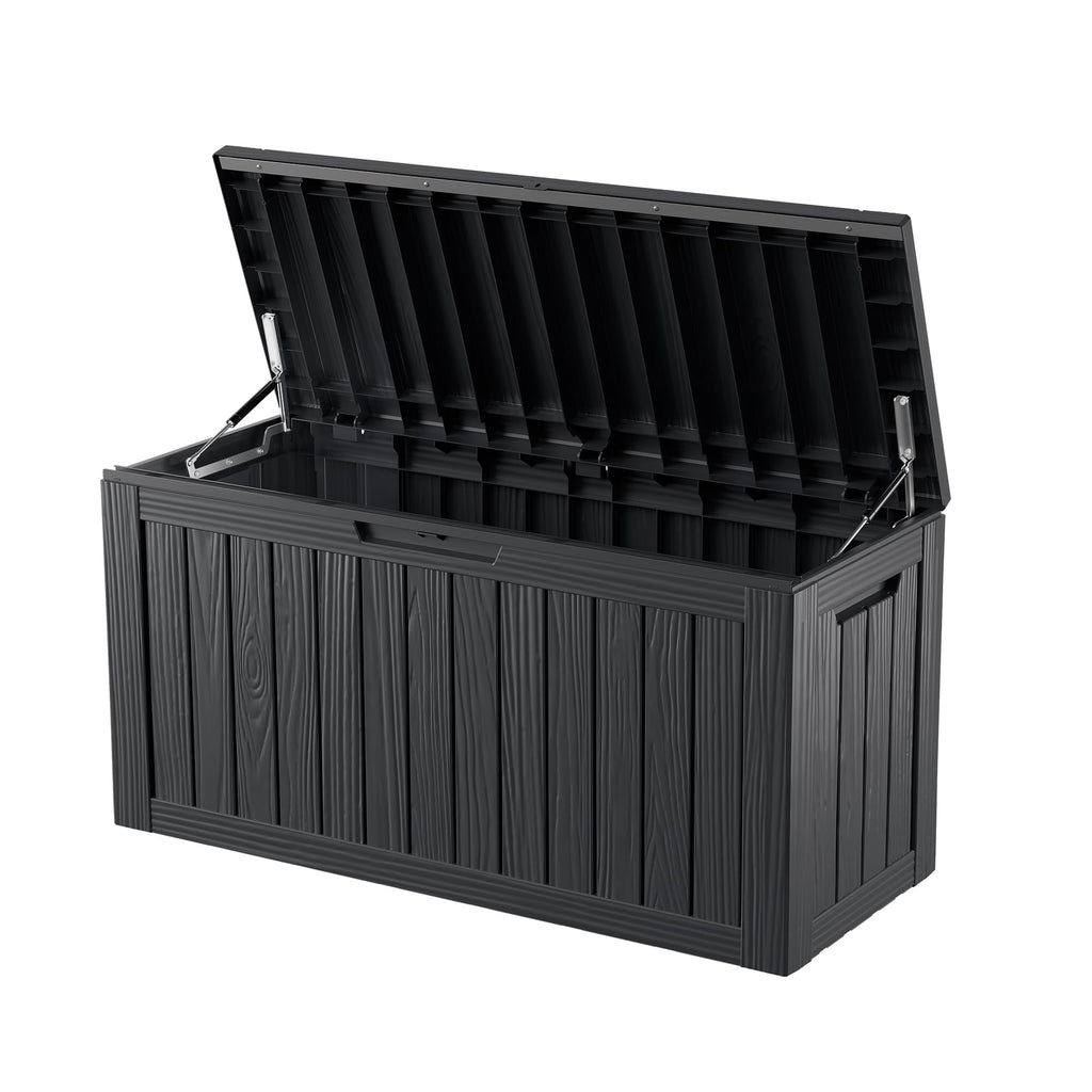 Mersco 320 Gallon Double-Wall Resin Deck Box - Lockable Waterproof Outdoor Storage Box, 1000lbs Capacity & Doubles as Seating for Patio Furniture