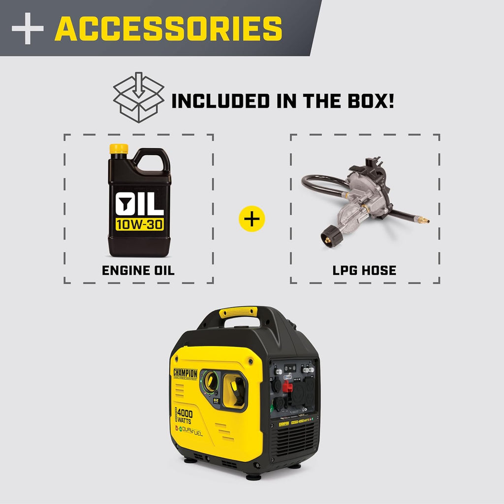 Champion Power Equipment 4000-Watt Dual Fuel RV Ready Portable Inverter Generator with Quiet Technology and CO Shield