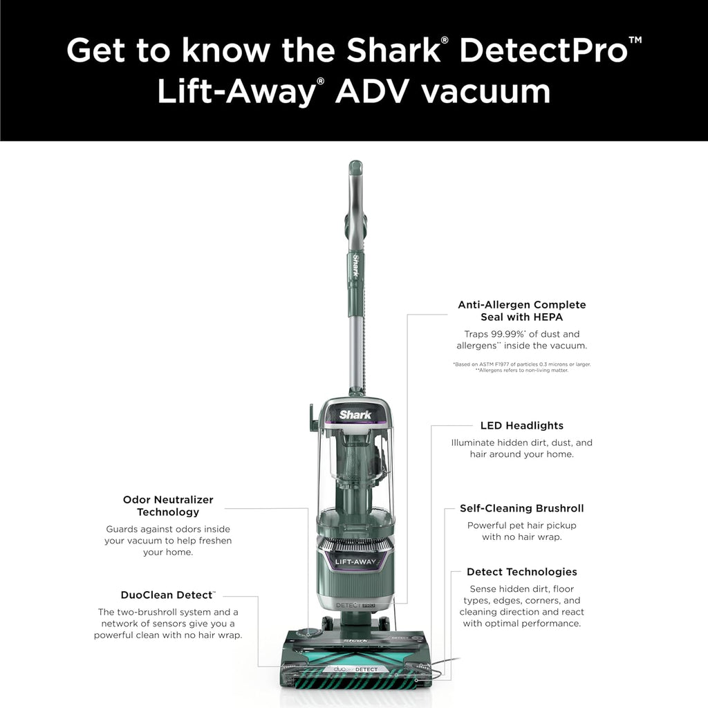 Shark Detect Pro Lift-Away ADV Bagless Upright Vacuum with DuoClean Detect, HEPA Filter, Anti-Allergen, Powerful Suction, and Odor Neutralizer