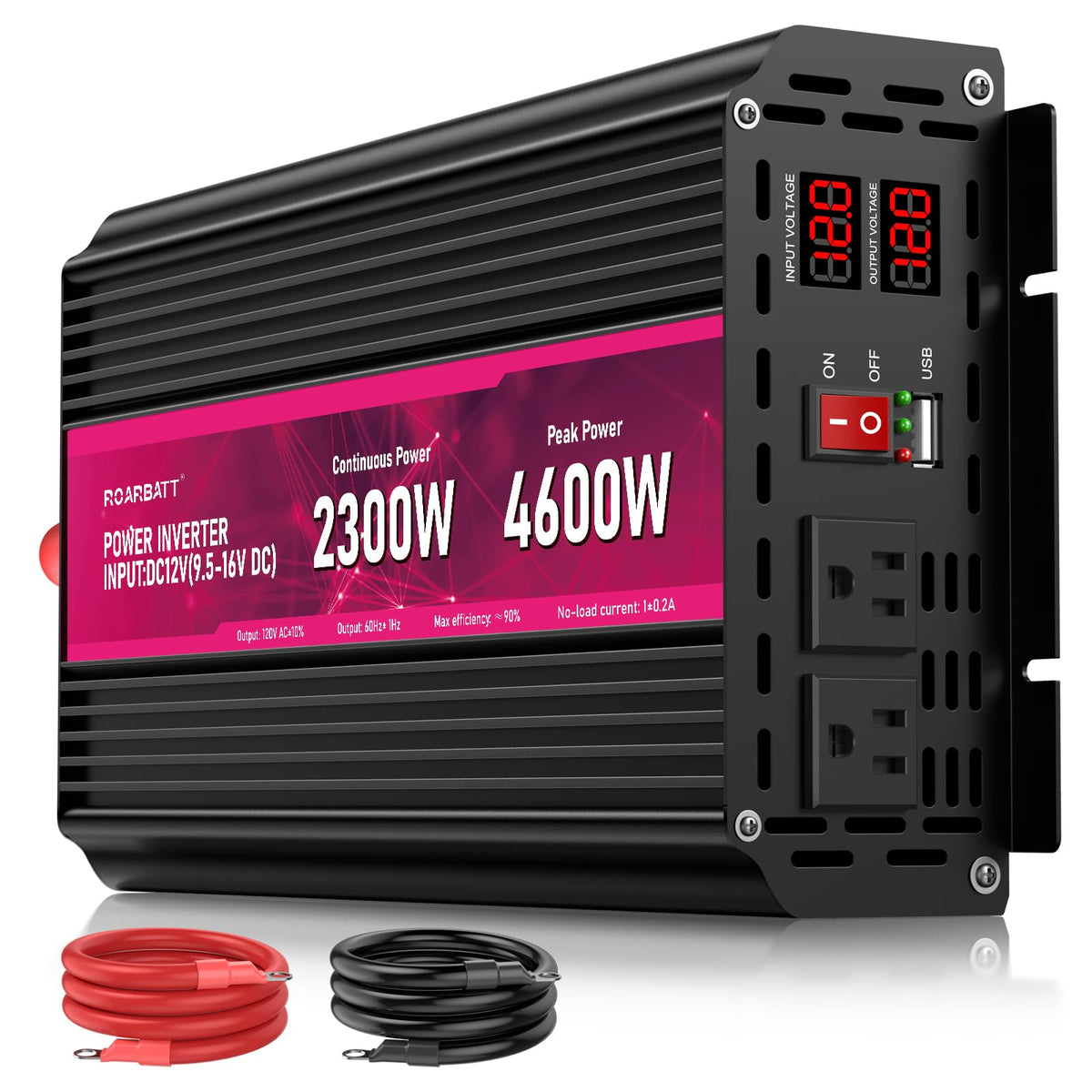 Pure Sine Wave Power Inverter, 3000W 12V DC to 110V/120V AC, Peak 6000W - Remote Control, 4 AC Outlets, Dual USB, LED Display, Terminal Blocks for