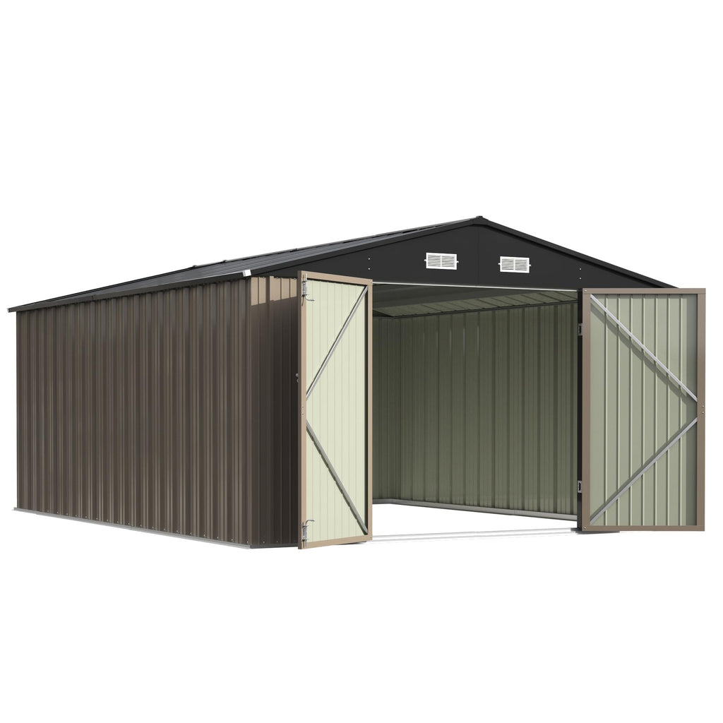 Patiowell 10 x 12 FT Metal Storage Shed for Outdoor, Steel Yard Shed with Design of Lockable Doors, Utility and Tool Storage for Garden, Backyard