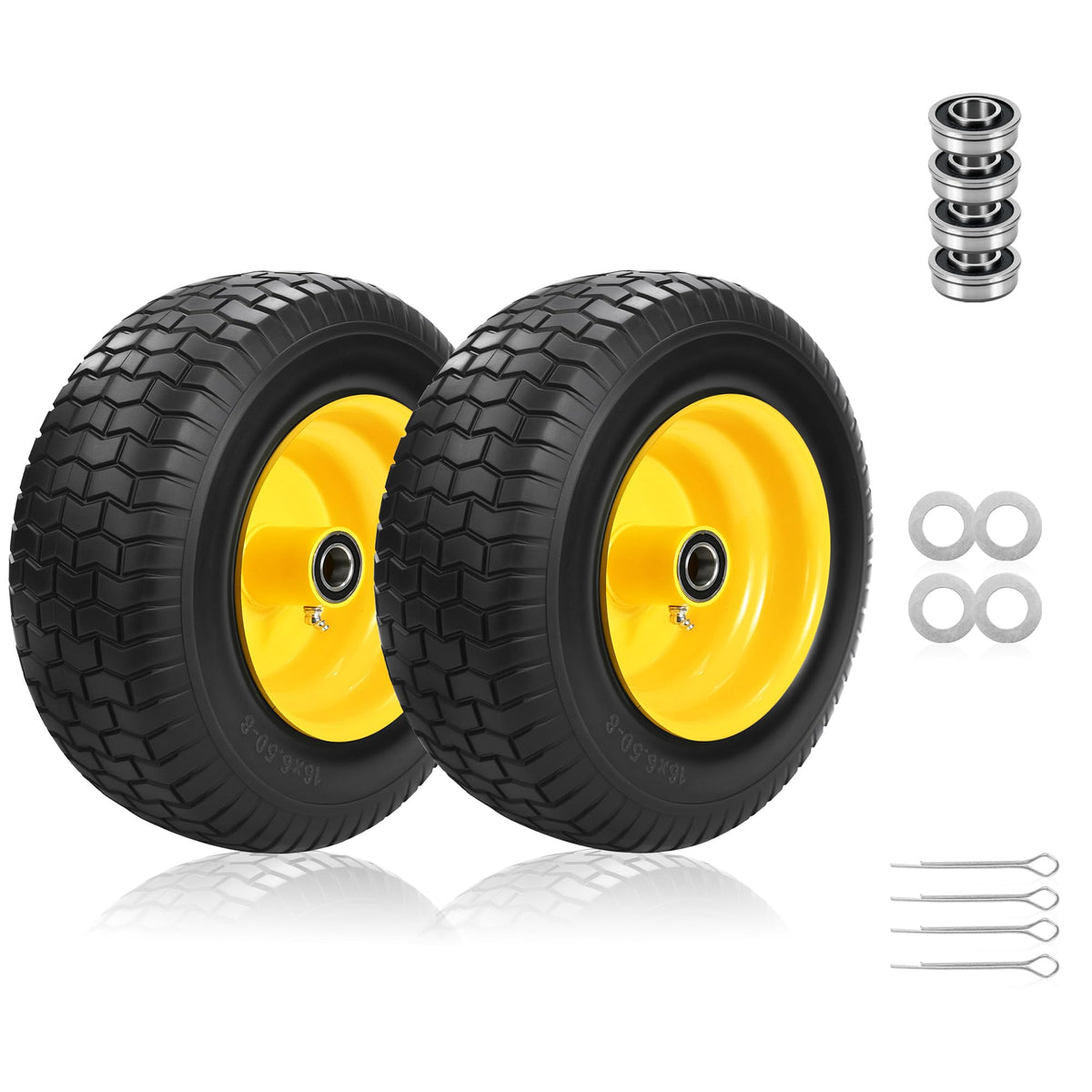 2-Pack 20x10.00-8 Tubeless Lawn Mower Rear Tire and Wheel Assembly, 4-Ply.