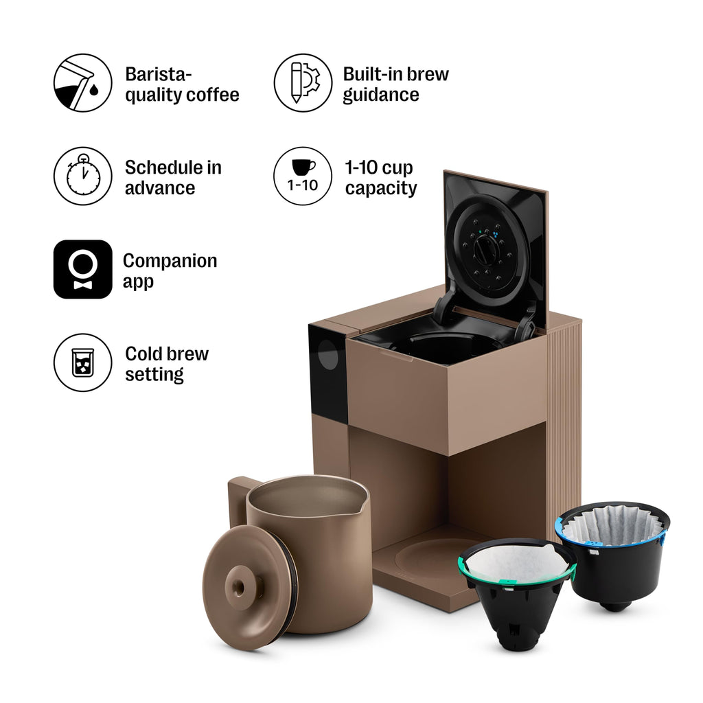 Fellow Aiden Precision Coffee Maker - 10-Cup Thermal Carafe, Built-In Brewing Guidance, Scheduling, Removable Water Tank, Matte Black
