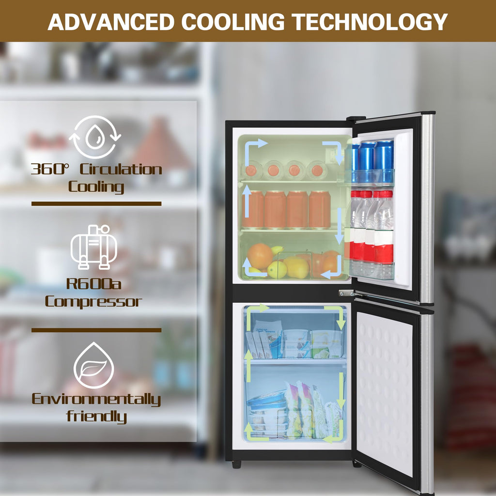 Mini Refrigerator with Freezer 4.0 Cu. Ft., Small Dorm Fridge with Freezer, Adjustable Thermostat Compact Fridge Freezers for Apartment, Dorm