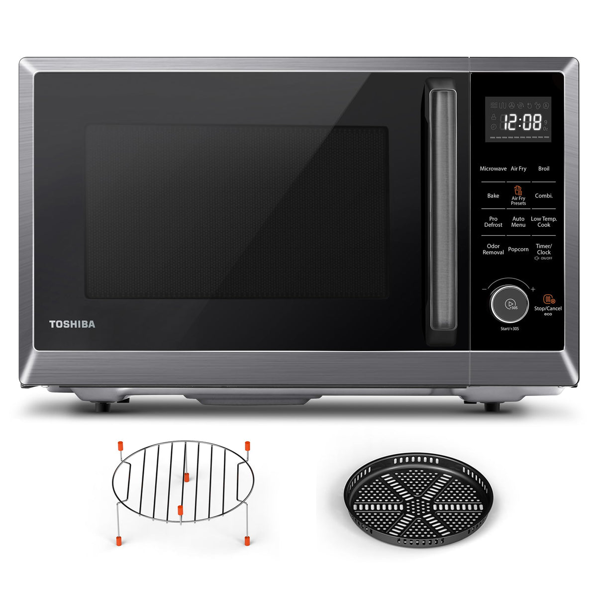 TOSHIBA Air Fryer Combo 8-in-1 Countertop Microwave Oven, with Convection, Broil, Odor Removal Mode, 12.4" Position Memory Turntable, Child-Lock, 1.0
