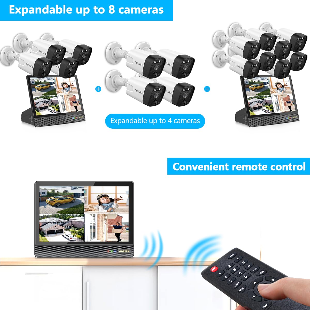 OOSSXX (4K/8.0 Megapixel & 130 Ultra Wide-Angle) 2-Way Audio PoE Outdoor Home Security Camera System Wired Outdoor Video Surveillance IP Cameras