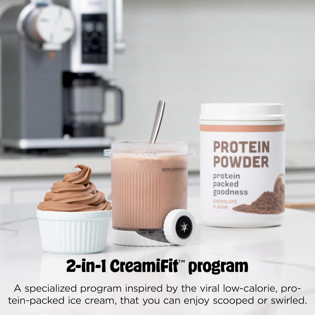 Ninja CREAMi Scoop & Swirl Ice Cream and Soft Serve Maker, Sorbet, Milkshake, Frozen Yogurt, Low Calories Program & More, 13-in-1, Soft Serve Handle