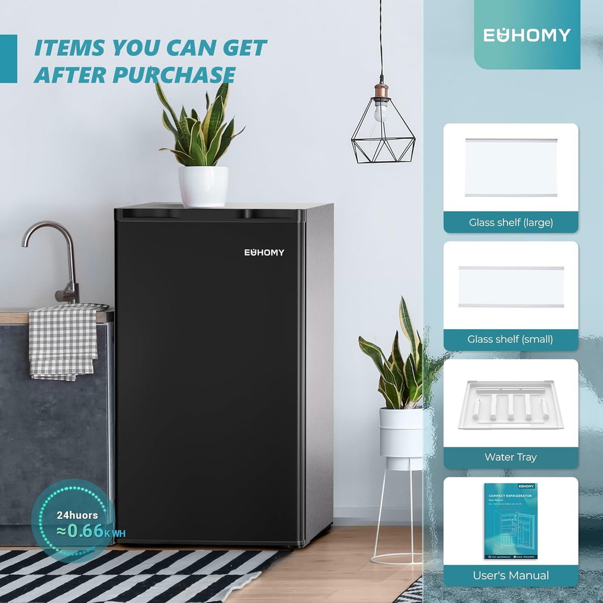 EUHOMY 7.4 Cu.Ft. Refrigerator with Freezer, 2 Door Fridge, Large Capacity,Adjustable Thermostat, Refrigerator for Kitchen/Dorm/Apartment/Garage