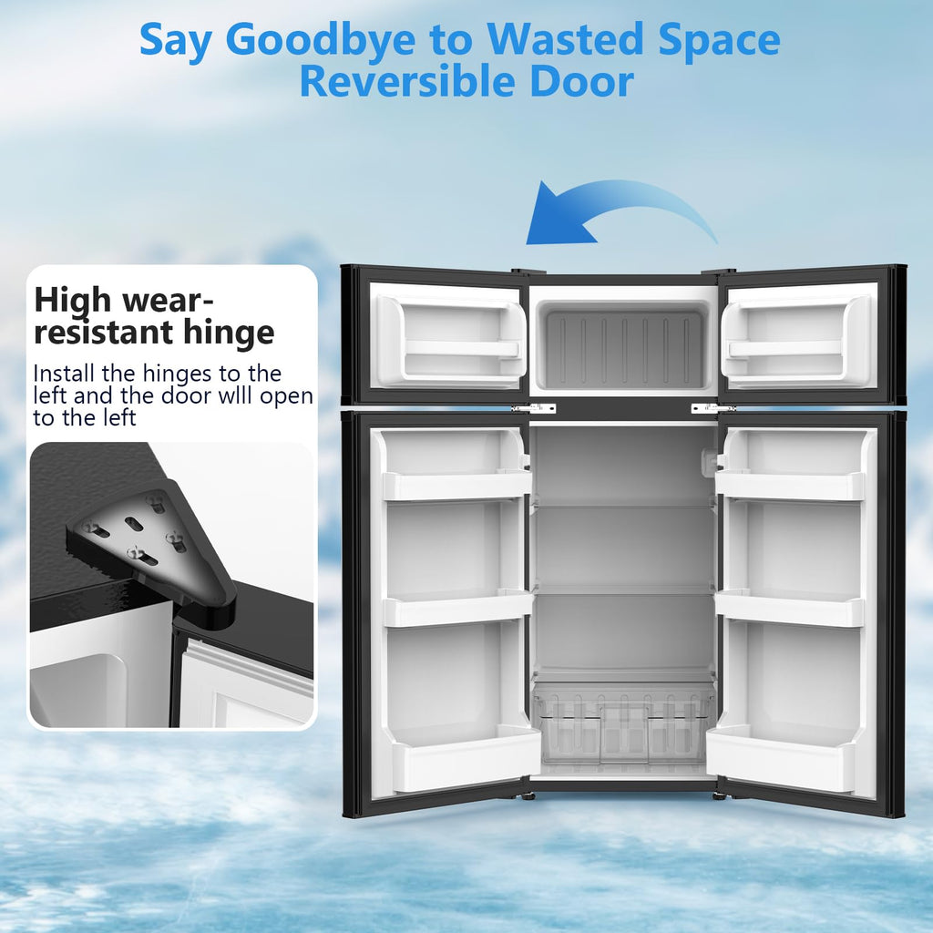 4.5 Cu.Ft Mini Fridge with Freezer, 2 Door Compact Refrigerator, Small Fridge with Adjustable Thermostat Energy Ultra Quiet, Mini Fridge Removable