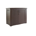Rubbermaid Decorative Outdoor Storage Cabinet (123 Gal), Weather Resistant, Brown, Organization for Home/Backyard/Pool Chemicals/Toys/Garden Tools