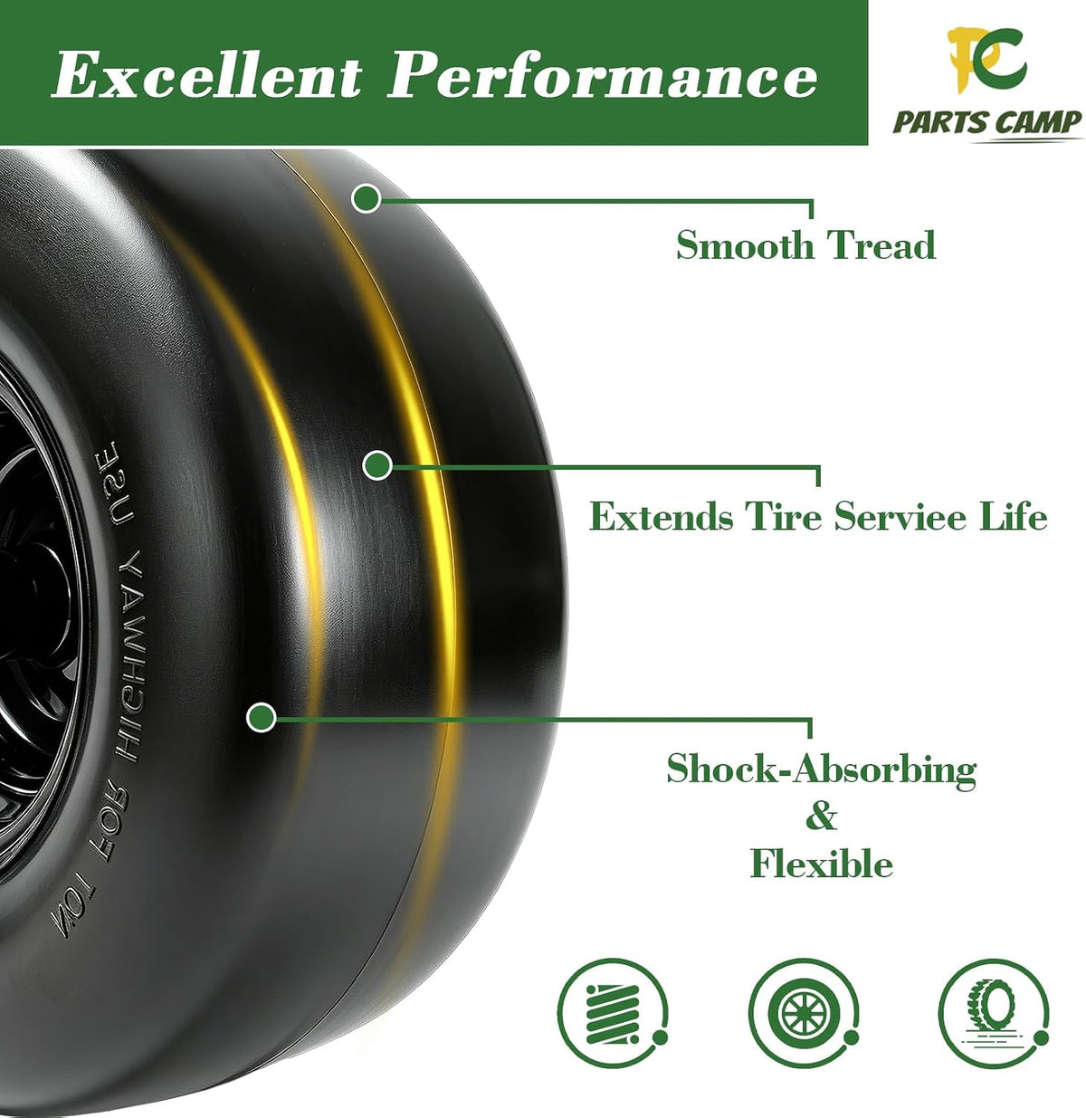 Parts Camp (2 Pack) 13x6.50-6 Lawn Mower Tires Flat Free Solid Tire