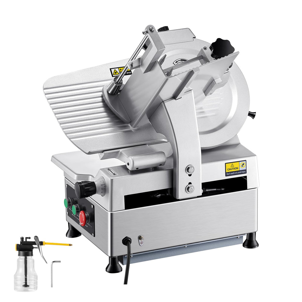 VEVOR Commercial Meat Slicer, 10 inch Electric Food Slicer, 240W Frozen Meat Deli Slicer, Premium Chromium-plated Steel Blade Semi-Auto Meat Slicer