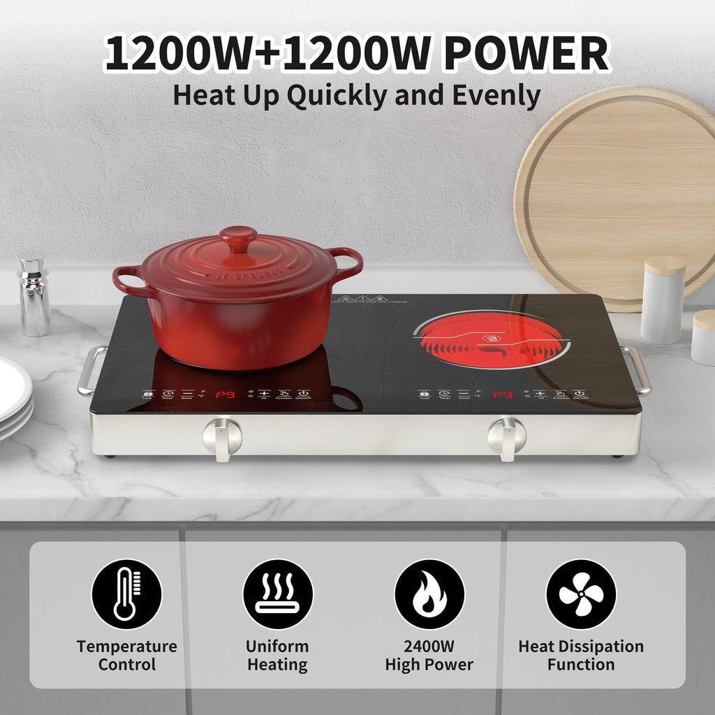 4 Burner Electric Cooktop,7200W Built-in & Countertop 4 Burner Electric Stove Top with 9 Power Levels, Child Safety Lock & 99mins Timer, 30 inch