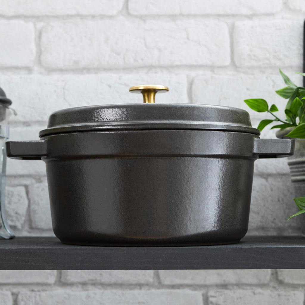 Staub Cast Iron 7-qt Round Cocotte - White Truffle, Made in France