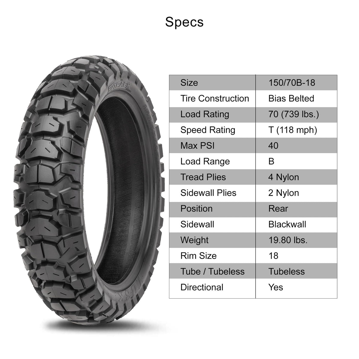 Tusk 2Track Adventure Motorcycle Tire Set ¨C 90/90-21 Front & 130/80-17 Rear ¨C Dual-Sport Off-Road Tires