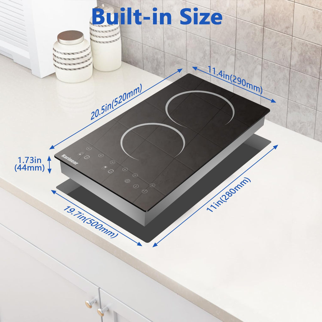 Karinear Electric Cooktop 30 Inch, 5 Burners Electric Stove 30 Inch Electri Ceramic Cooktop, 9 Power Level, Pause, Timer, Child Safety Lock, Triple