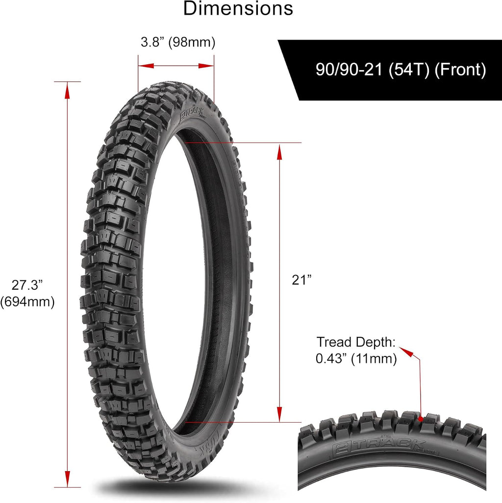 Tusk 2Track Adventure Motorcycle Tire Set ¨C 90/90-21 Front & 130/80-17 Rear ¨C Dual-Sport Off-Road Tires