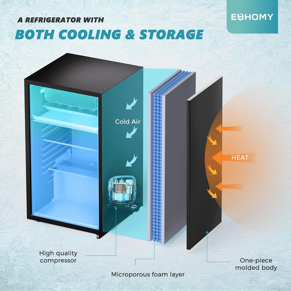 EUHOMY 7.4 Cu.Ft. Refrigerator with Freezer, 2 Door Fridge, Large Capacity,Adjustable Thermostat, Refrigerator for Kitchen/Dorm/Apartment/Garage