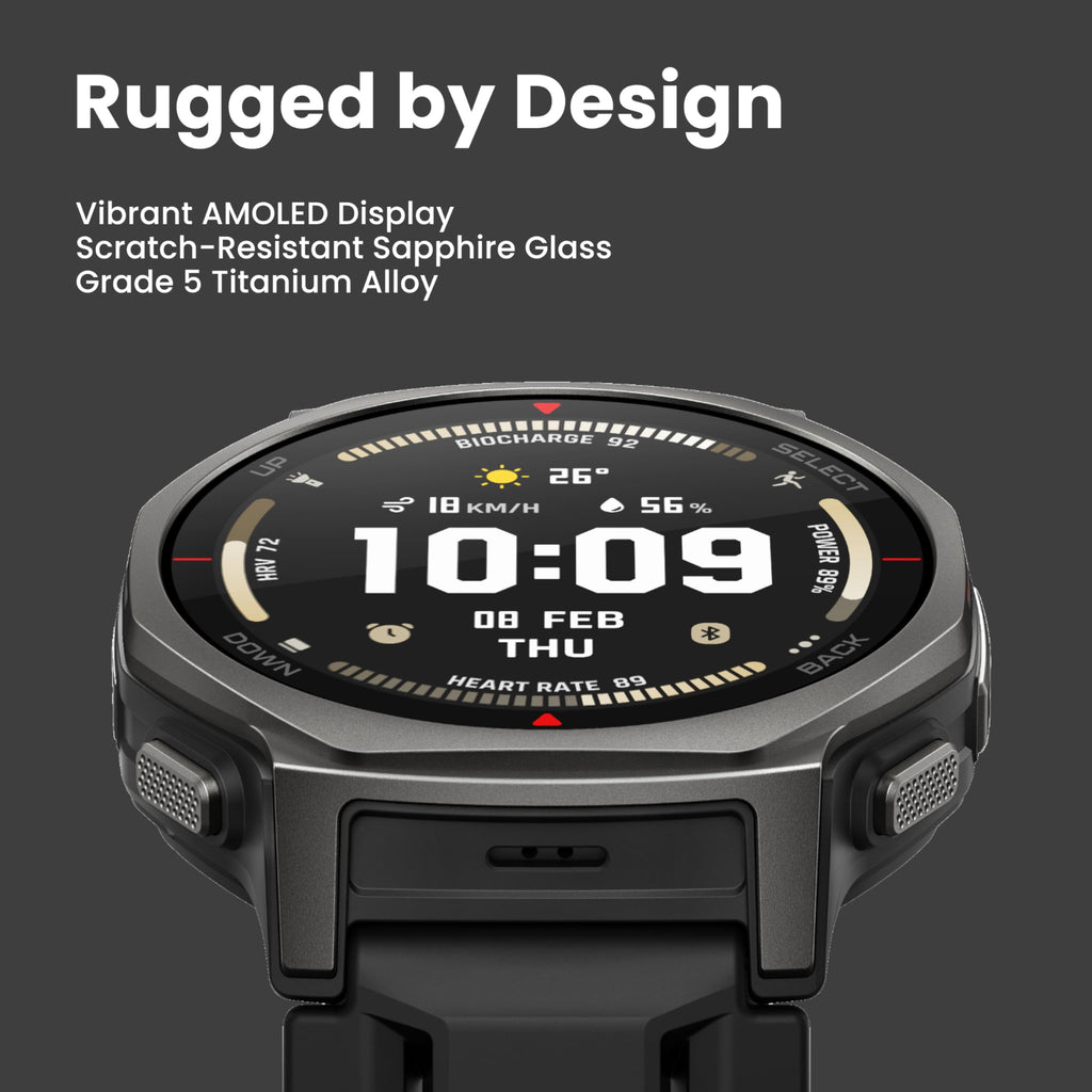 Amazfit T-Rex 3 Pro Outdoor Smart Watch 48mm Sapphire AMOLED Display, Ti Bezel, Dual Band GPS, Offline Maps, 25 Days Battery, Built-in Flashlight, 10