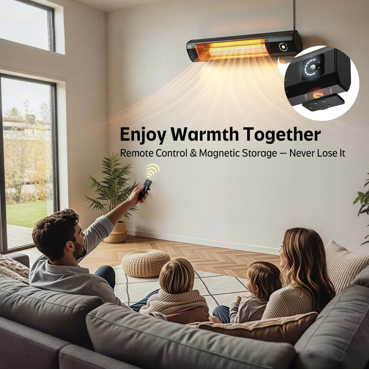 Outdoor Electric Patio Heater, 42-inch 1500W Infrared Tower Heater with 9 Heat Settings & 9H Timer, IPX5 Waterproof, Safety Lock, Tip-Over & Overheat
