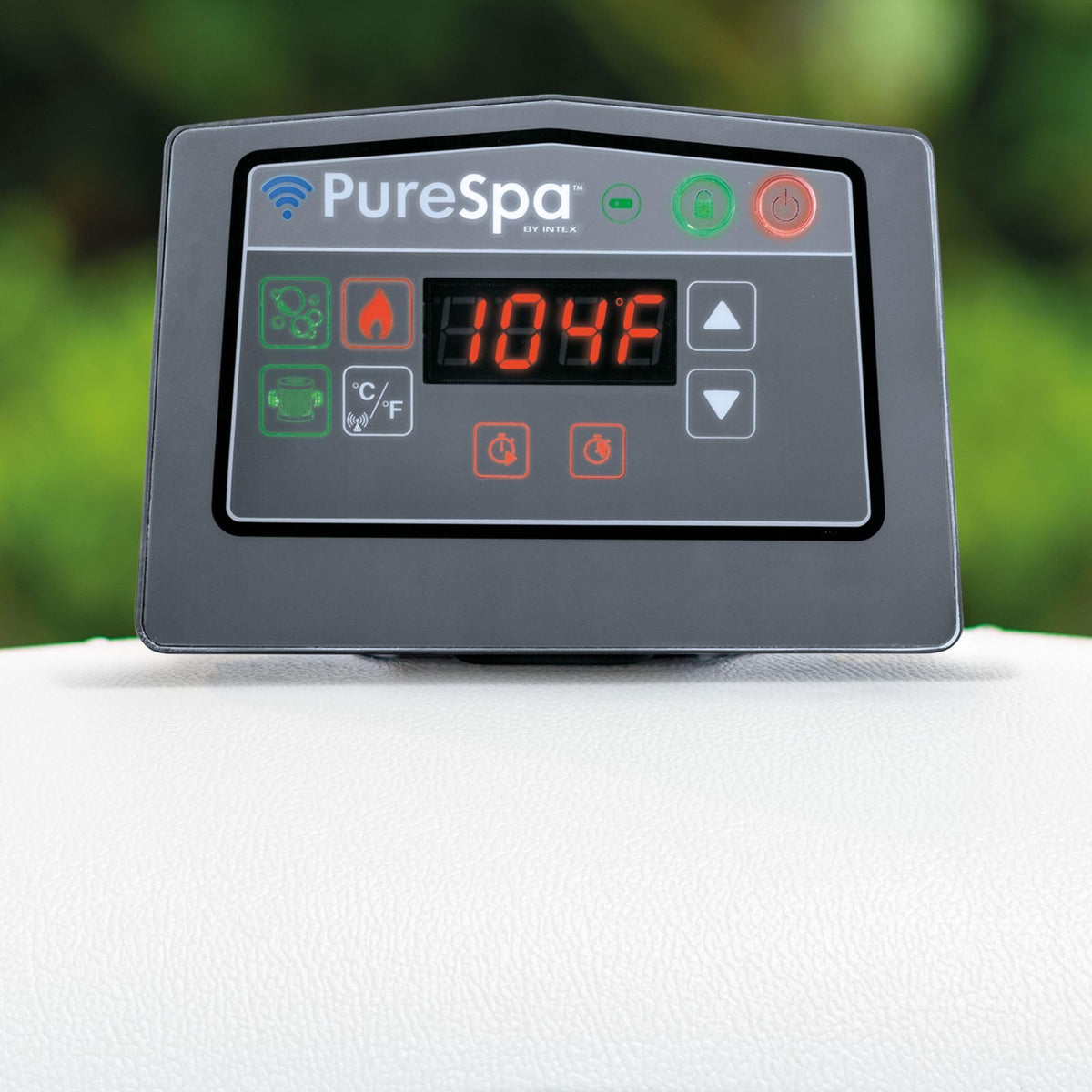INTEX 28439EP PureSpa Greywood Deluxe Inflatable Spa Set: Includes Energy Efficient Cover C Spa Control App C Wireless Control Panel C 4 Person