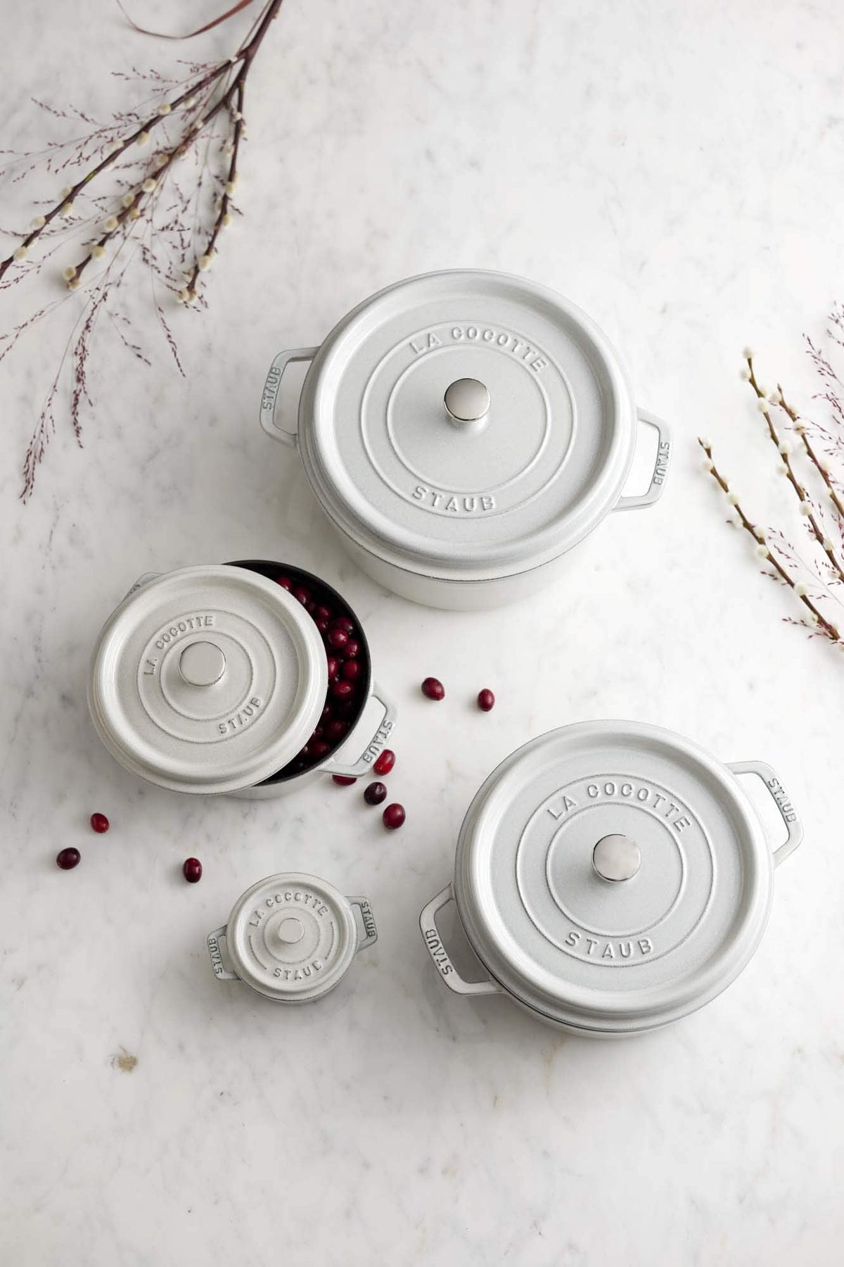 Staub Cast Iron 7-qt Round Cocotte - White Truffle, Made in France