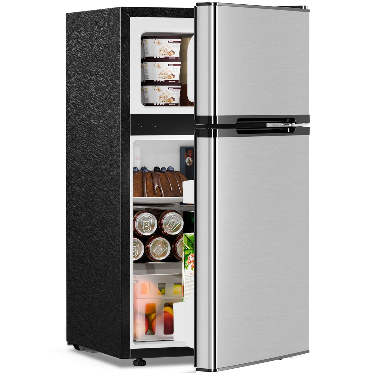 Antarctic Star Compact Refrigerator,3.2 Cu.Ft. Mini Separate Freezer Double 2-Door,Adjustable Removable Shelves for Basement,Apartment,Dorm,Office