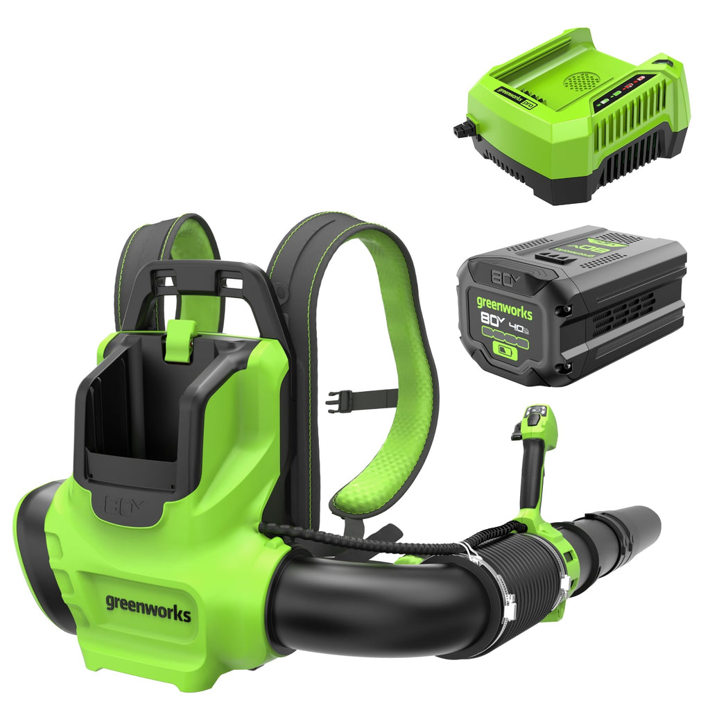 Greenworks 80V (750 CFM) Backpack Blower, 4.0Ah Battery and 4A Charger