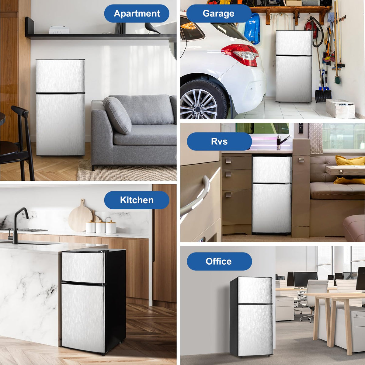 4.2 Cu Ft Mini Fridge for Bedroom, 2 Door Small Fridge, 7 Level Thermostat, LED Light, Small Refrigerator for Bedroom, Office, Dorm