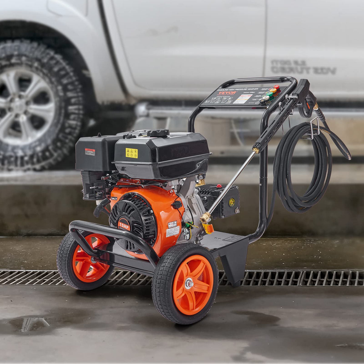 VEVOR Gas Powered Pressure Washer 3400 PSI 2.6 GPM, with Spray Gun and Extension Wand, 5 Quick Connect Nozzles, Copper Pump