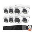 Anpviz 12MP 16CH NVR PoE Security Camera System, 8PCS 3K 6MP Wired IP Turret Cameras Outdoor with AI Human Vehicle Detection, Smart Color Night