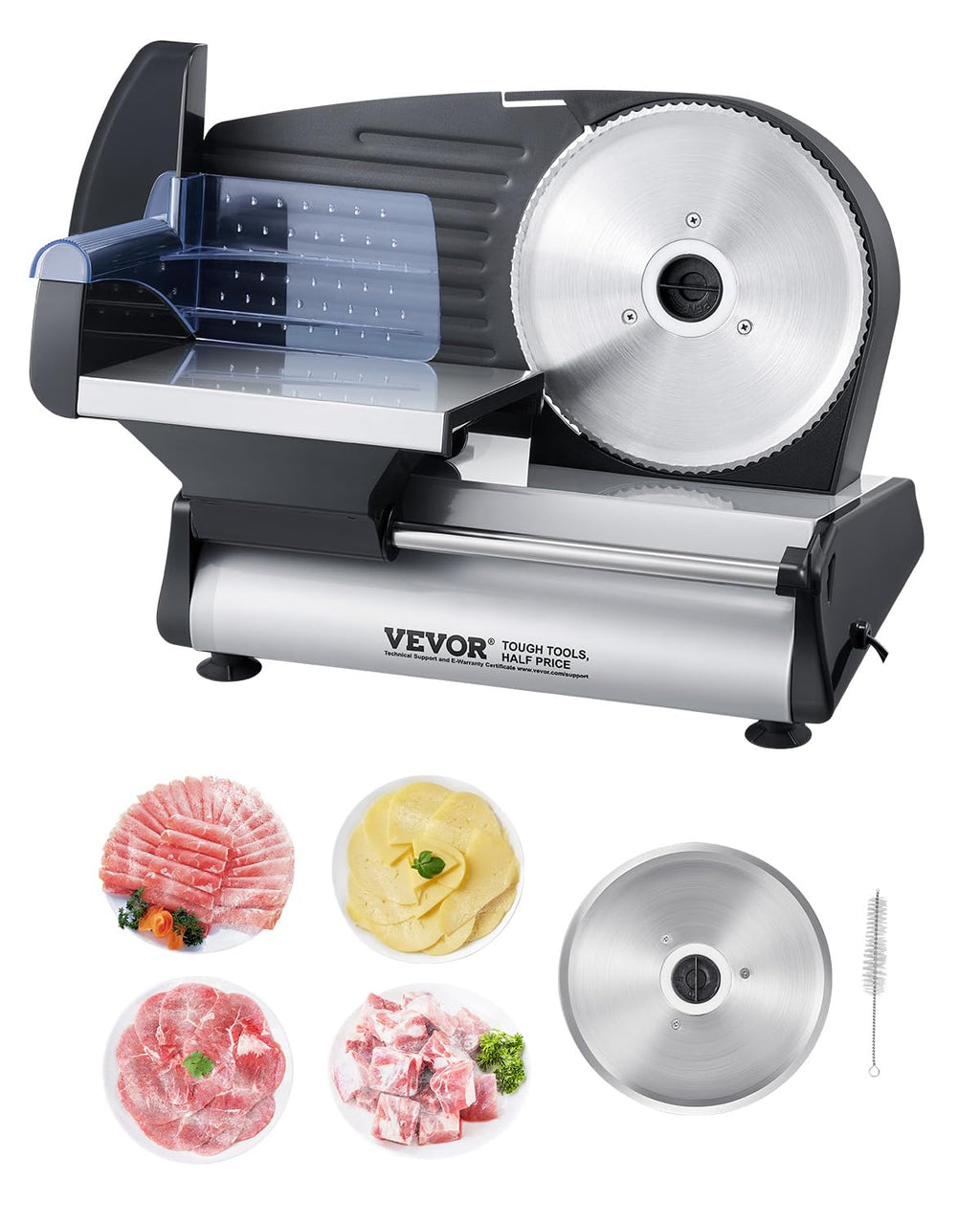 VEVOR Commercial Meat Slicer, 10 inch Electric Food Slicer, 240W Frozen Meat Deli Slicer, Premium Chromium-plated Steel Blade Semi-Auto Meat Slicer