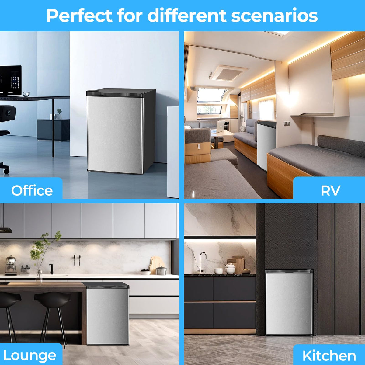 Antarctic Star 3.2 Cu.Ft. Mini Fridge with Freezer, Small Refrigerators with Adjustable Thermostat, Low Noise, Energy Saving, Compact Refrigerators
