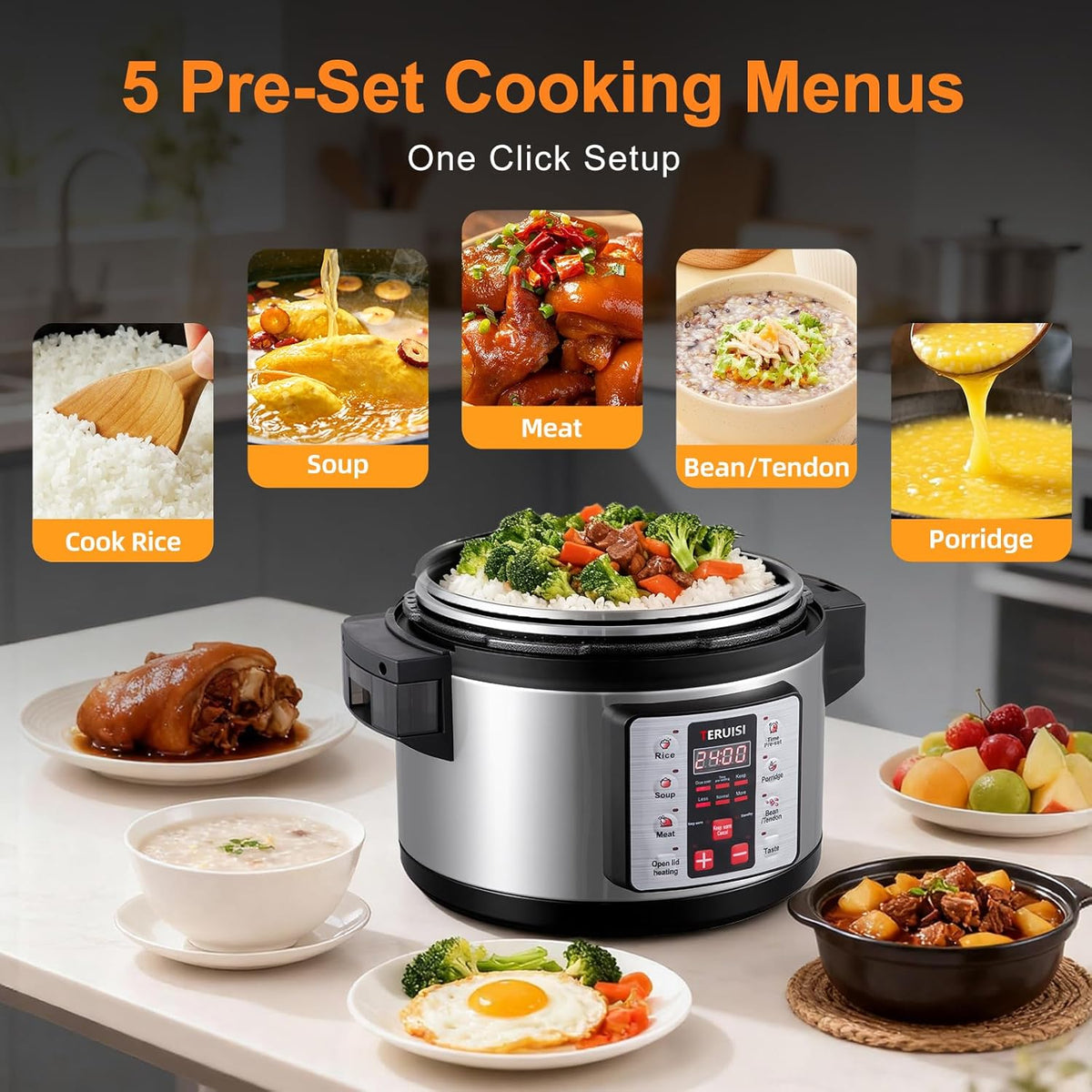 15.9QT/15L Commercial Pressure Cooker, 8-in-1 Multifunctional Large Pressure Cookers, 1700W Electric Pressure Canner with Non-stick Inner Pot, Slow