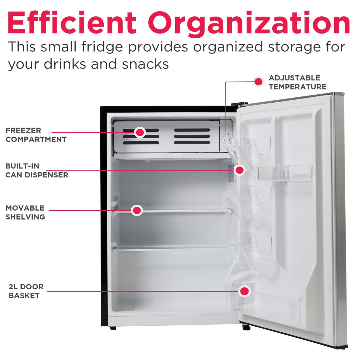 Frigidaire EFR285-6COM, 2.5 cu ft Refrigerator, Stainless Steel Door, Platinum Series