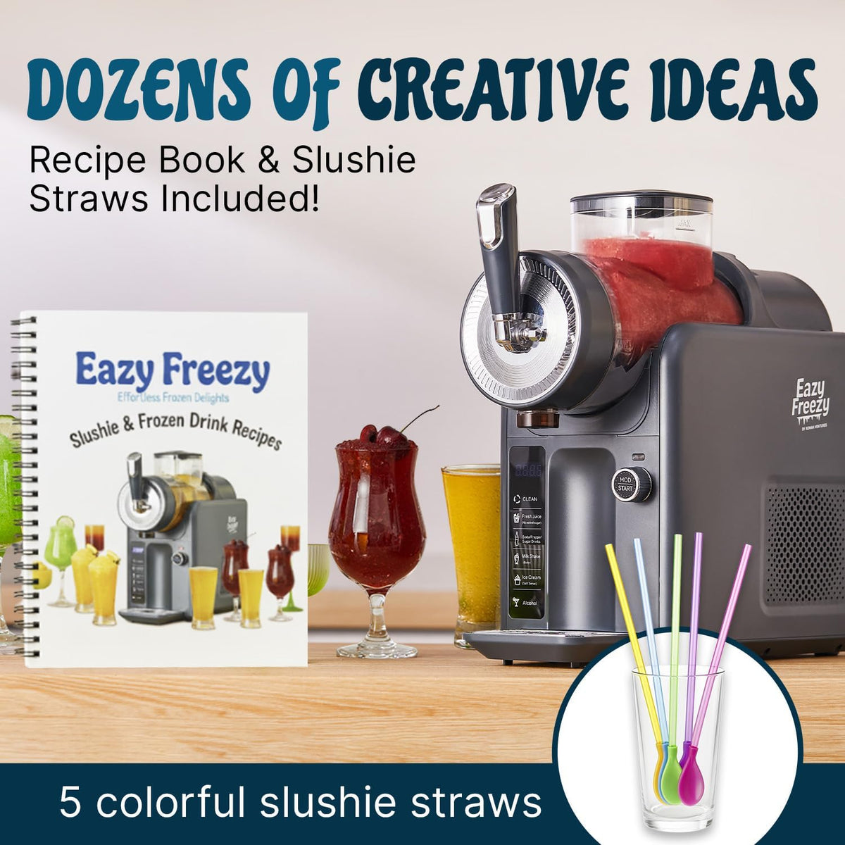 Slushie Machine for Home, No Ice Needed Professional Frozen Drink Maker & Soft-Serve Ice Cream Machine- 1.8 L Capacity Slushy Machine for Margaritas
